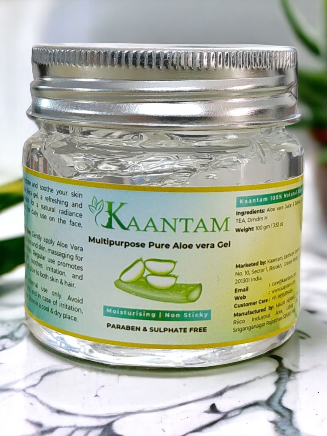 

Kaantam Multipurpose Pure Aloe Vera Gel - 100 g, Transparent