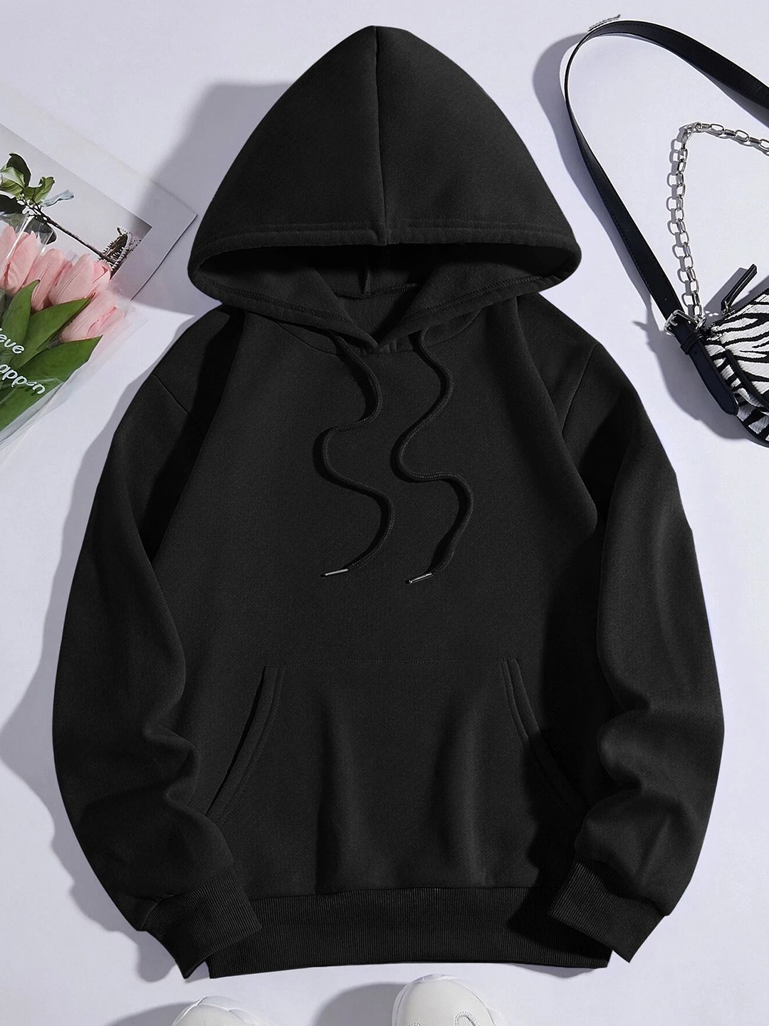 

FABRIPPLE Men Hooded Pullover Sweatshirt, Black
