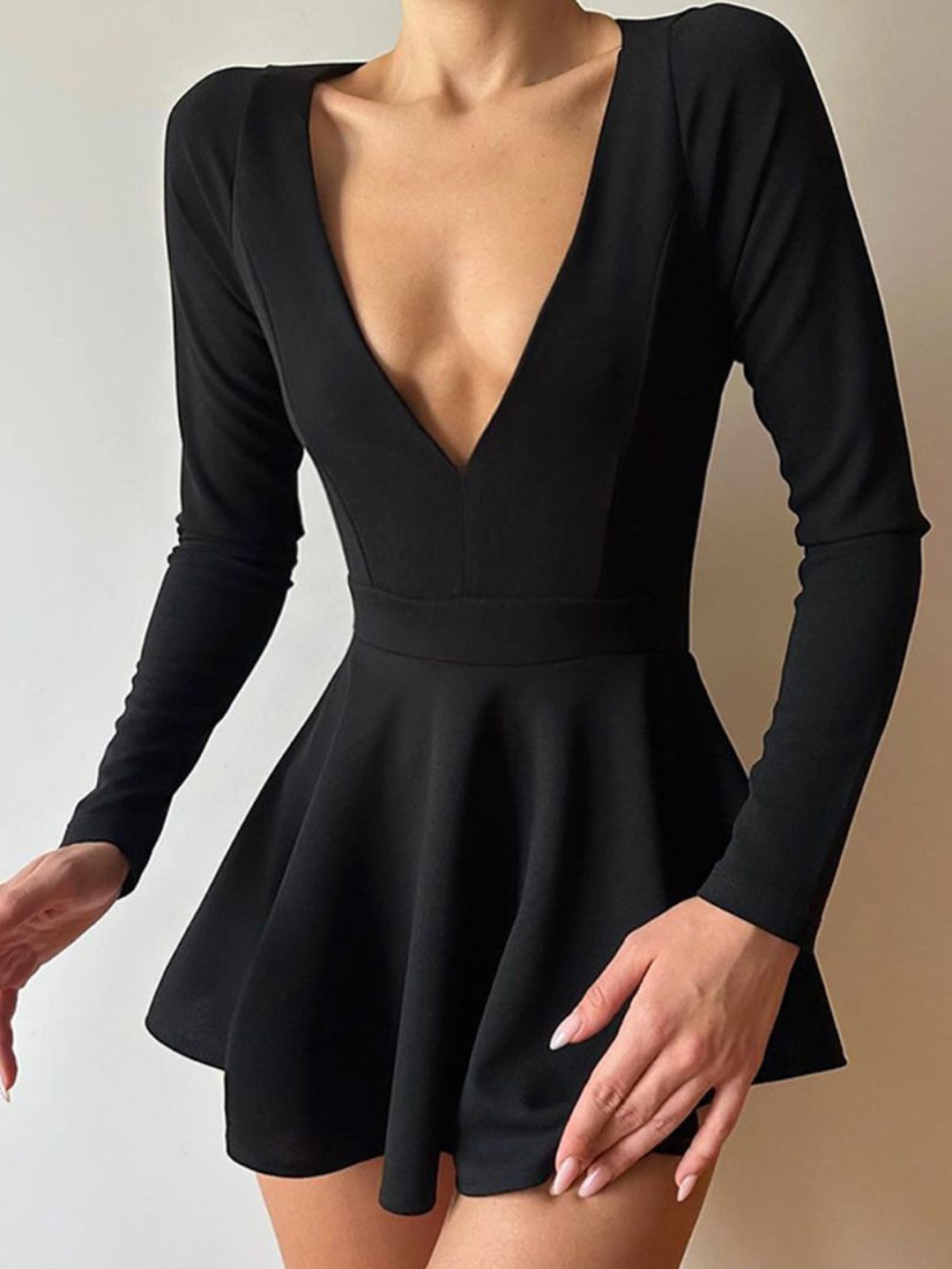 

StyleCast Women V-Neck Fit and Flare Dress, Black