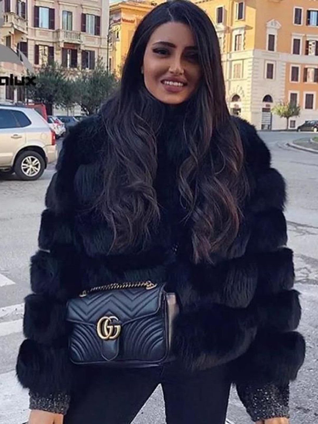 

Alamode By Akanksha Black Carrie Bradshaw Luxury - Faux Fur Jackets