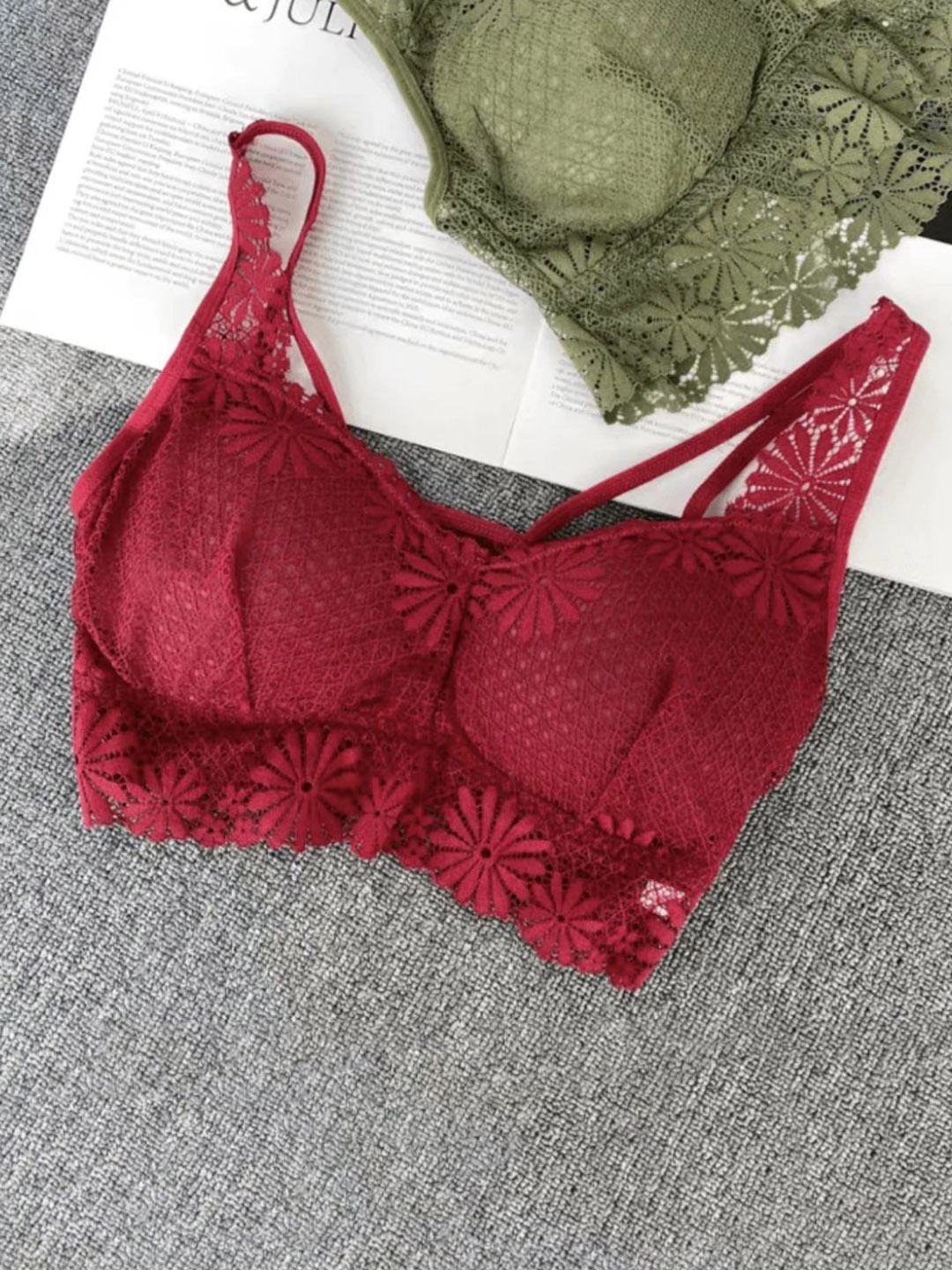 

MADE FOR HER LABEL Full Coverage Lightly Padded Bralette Bra, Red