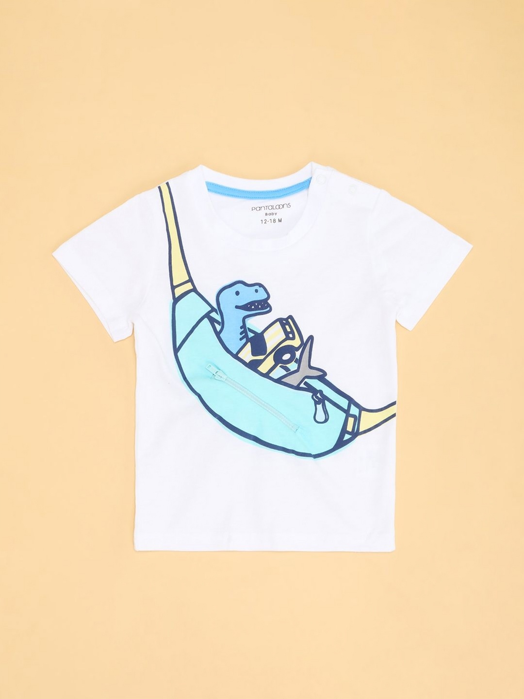 

Pantaloons Baby Boys Graphic Printed Round Neck Cotton T-shirt, White