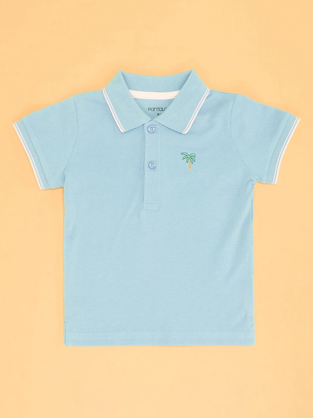

Pantaloons Baby Boys Solid Polo Collar Cotton T-shirt, Blue