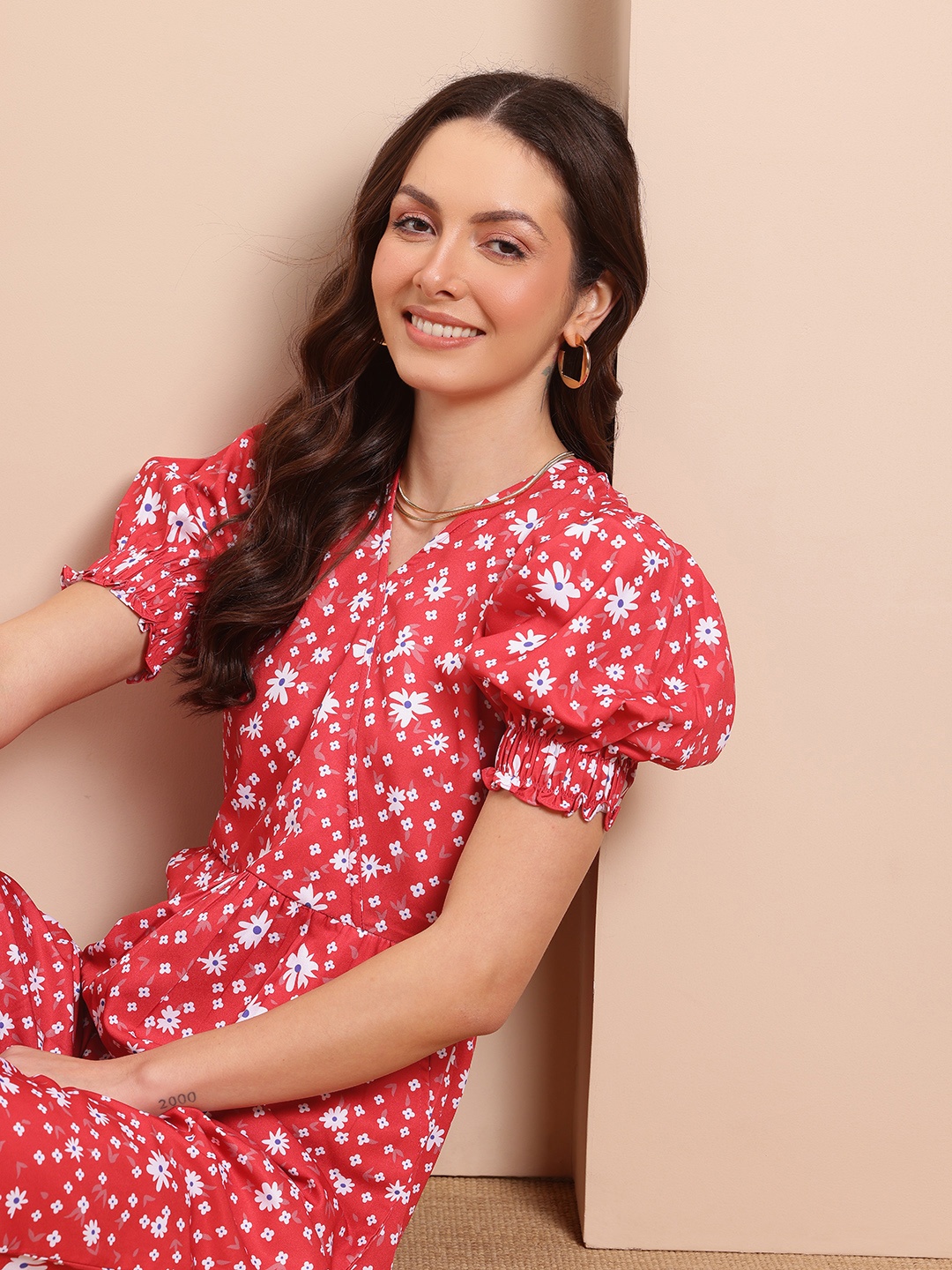 

Mast & Harbour Printed Basic Jumpsuit, Red
