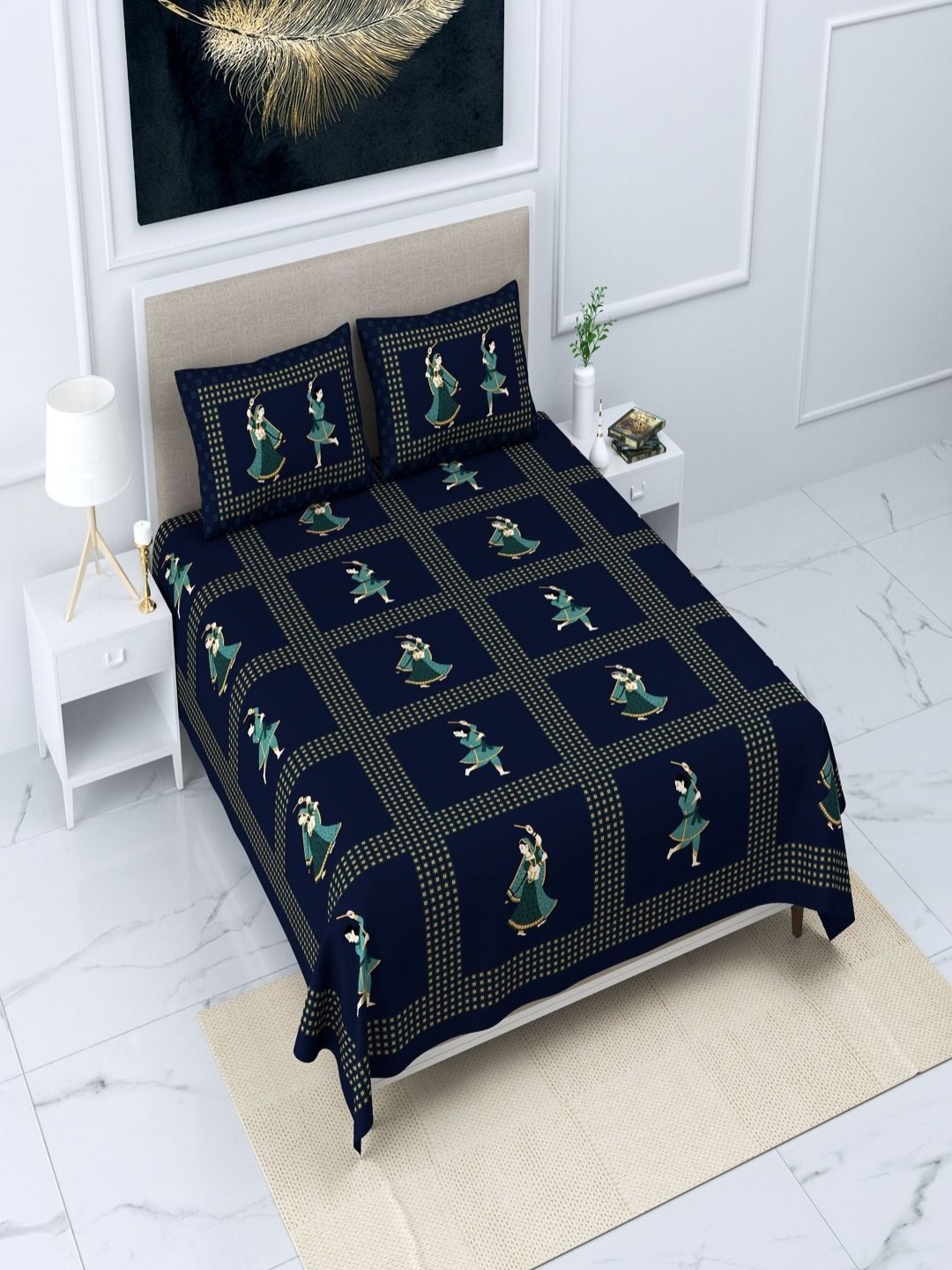 

Myntra Elegant Homes Black Abstract 144 TC King Bedsheet Set 2.74 m x 2.54 m