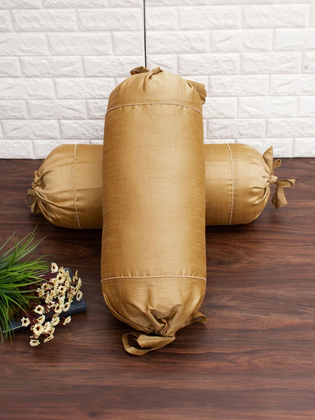 

RoyalDeco 2-Pcs Beige BolsterCovers