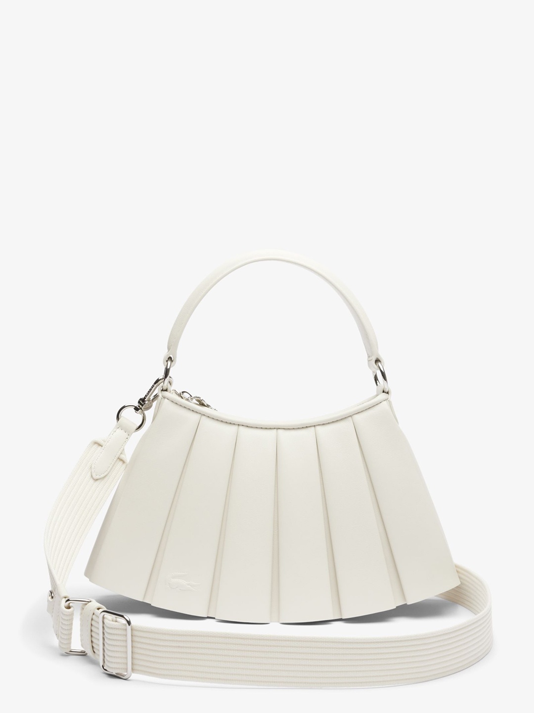 

Lacoste Solid Structured Leather Handheld Bag, Off white