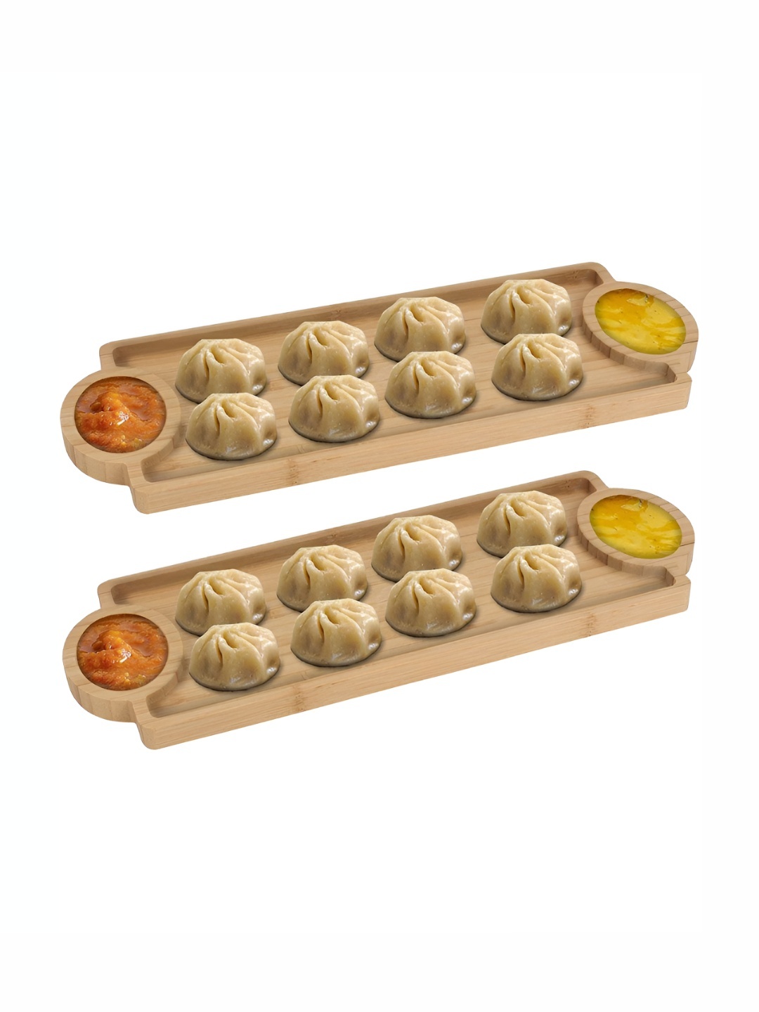 

HOKIPO Beige Bamboo 2 Pieces Easy To Clean Serving Trays