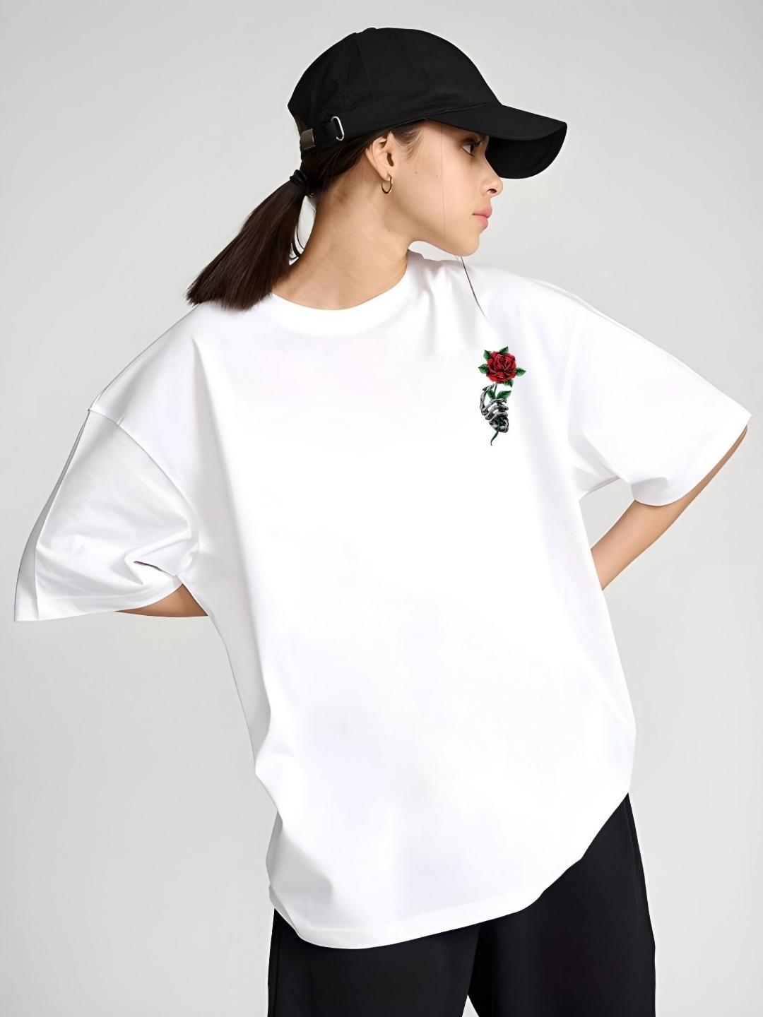 

DressBerry Women Graphic Printed Round Neck Cotton Relaxed Fit T-shirt, White