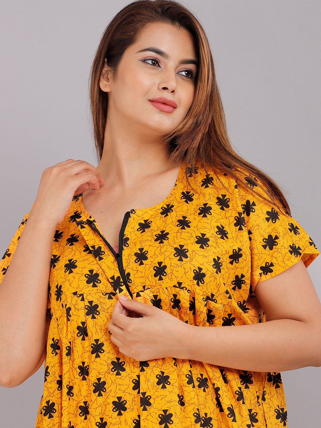 

PR PINK ROYAL Printed Maxi Nightdress, Yellow