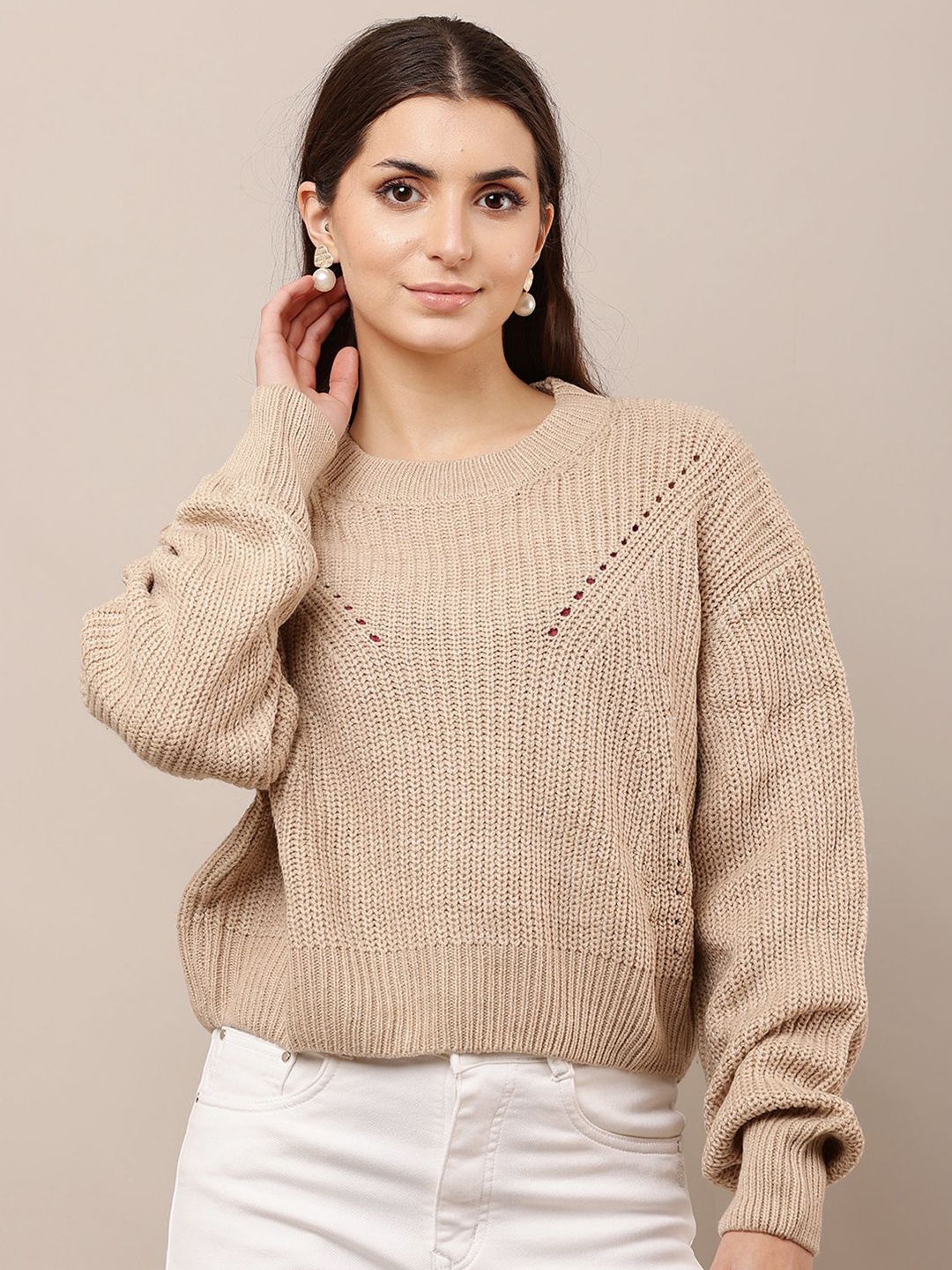 

NoBarr Women Striped Pullover, Brown