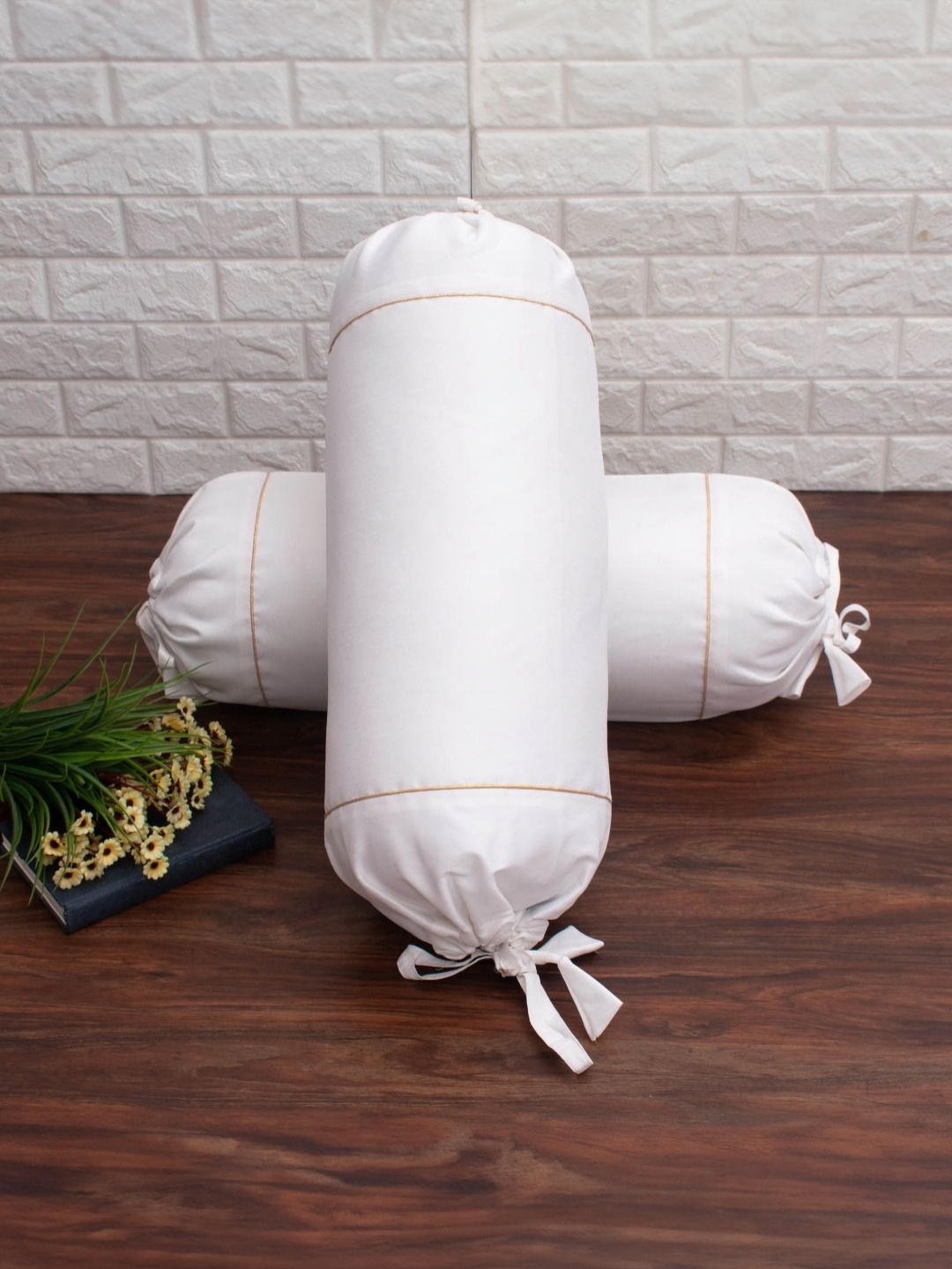 

RoyalDeco 2-Pcs White BolsterCovers