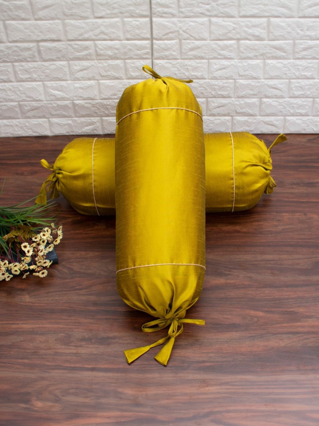 

RoyalDeco 2-Pcs Mustard BolsterCovers