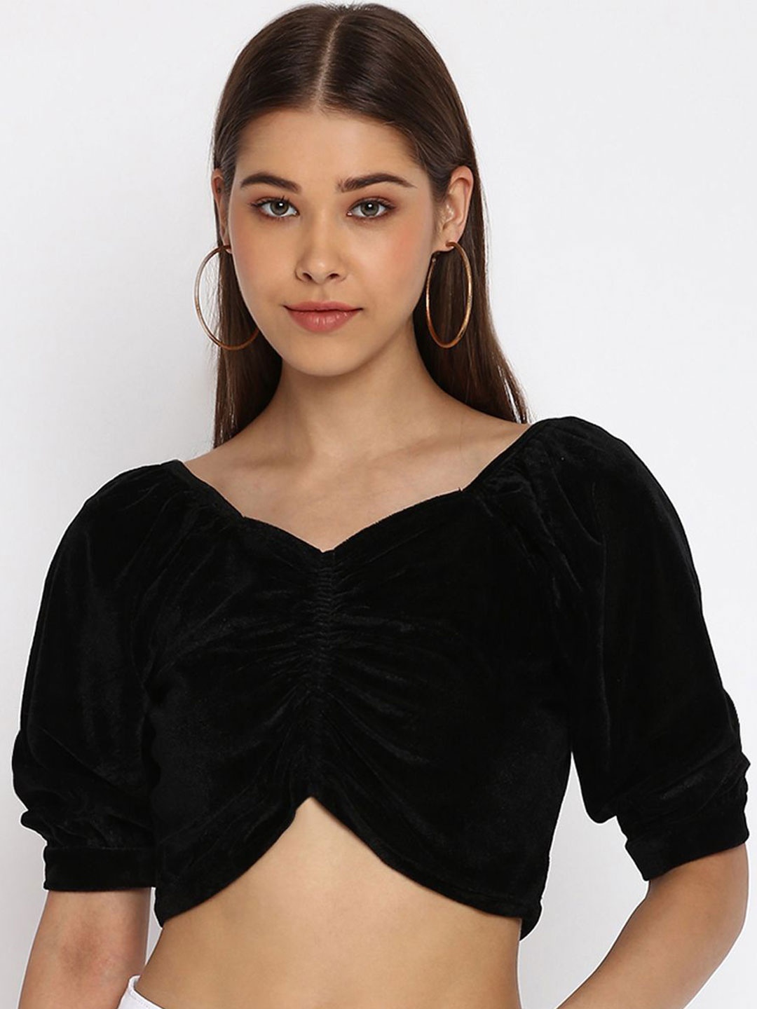

DressBerry Women Solid V-Neck Top, Black