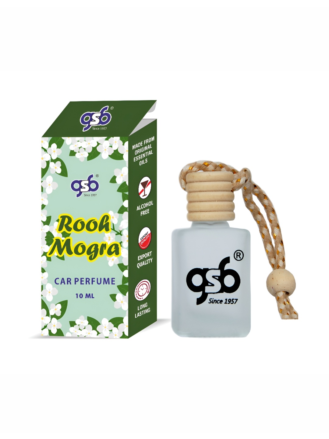 

GSB Transparent Rooh Mogra Hanging Car Air Freshener - 10 ml