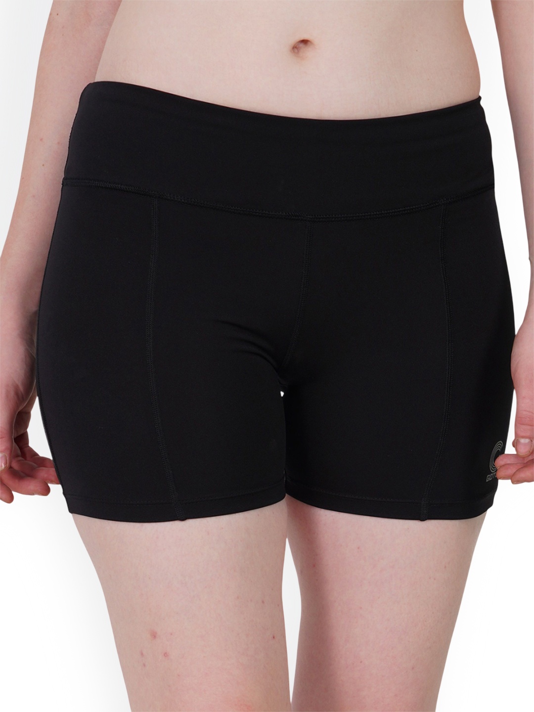 

GOTO Women Mid-Rise Slip-On Training or Gym Sports Shorts, Black
