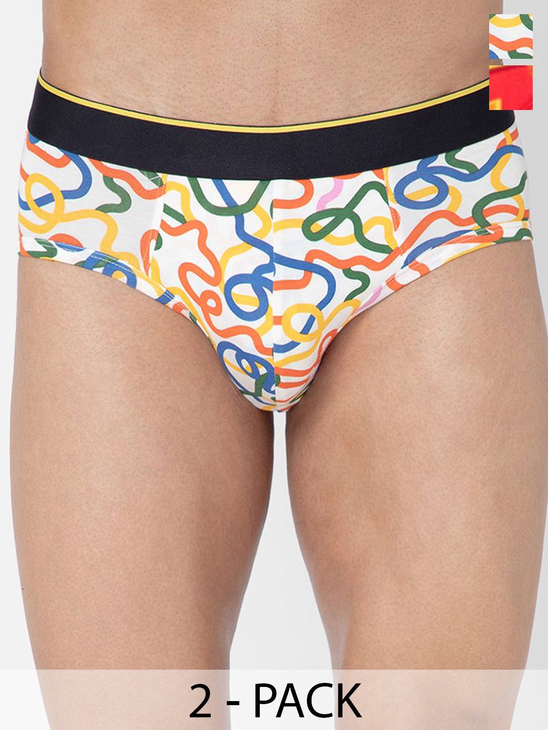

bummer Men Pack of 2 Printed Micro Modal Briefs Underwear, White