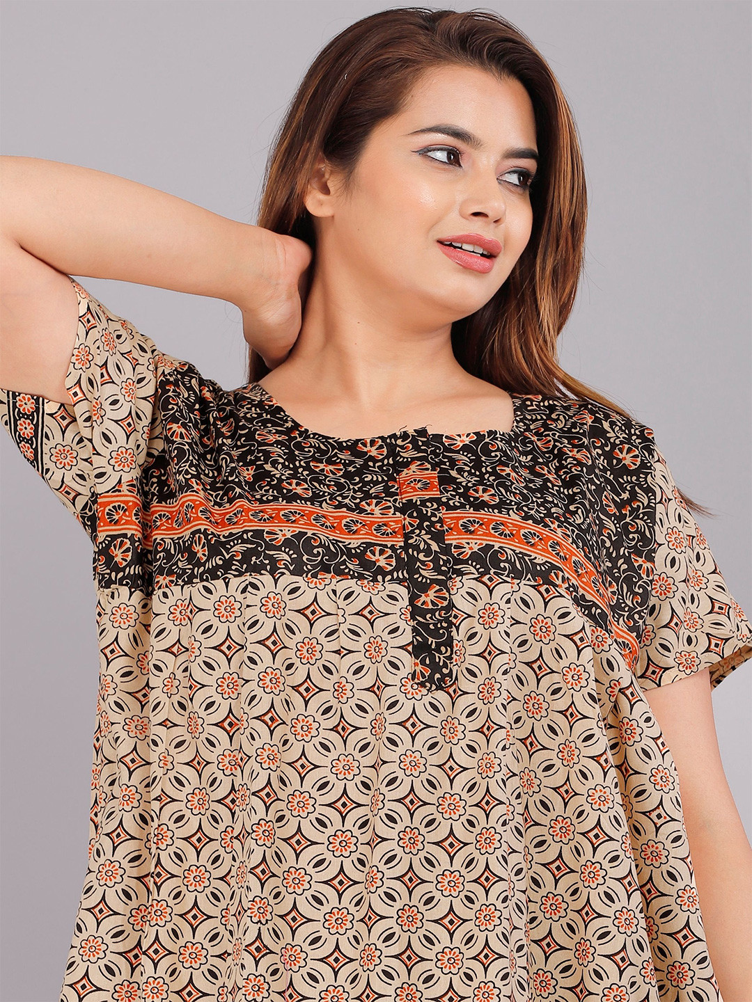 

PR PINK ROYAL Printed Maxi Nightdress, Brown