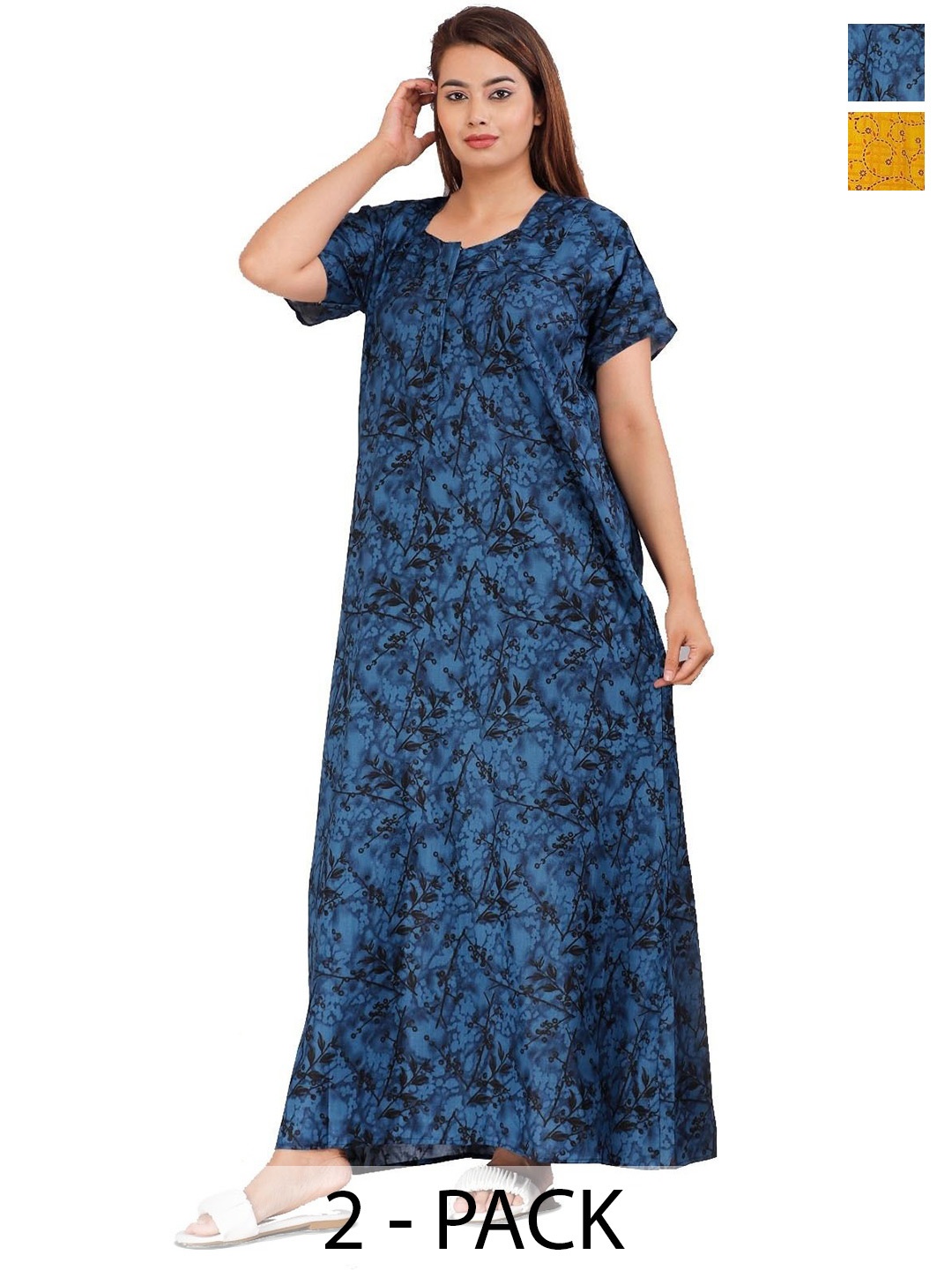 

PR PINK ROYAL Printed Maxi Nightdress, Blue