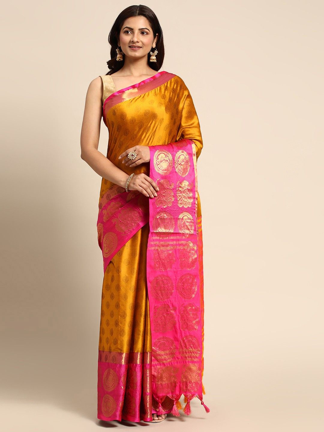 

DIVASTRI Woven Design Zari Banarasi Saree, Yellow