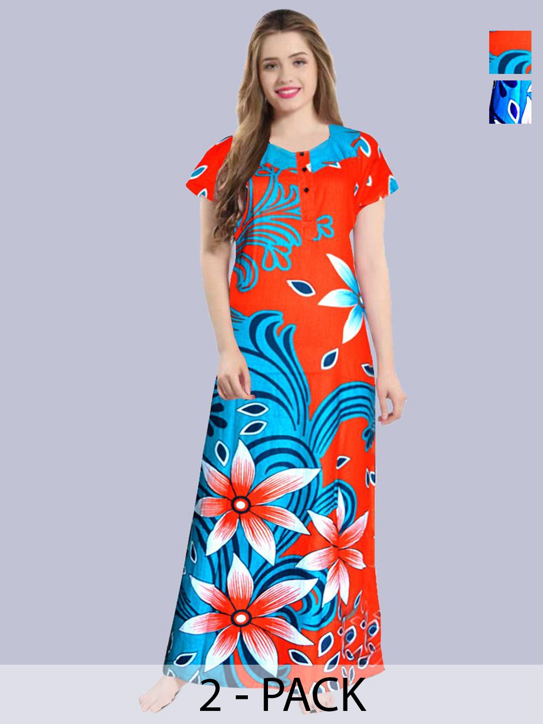 

PR PINK ROYAL Printed Maxi Nightdress, Orange