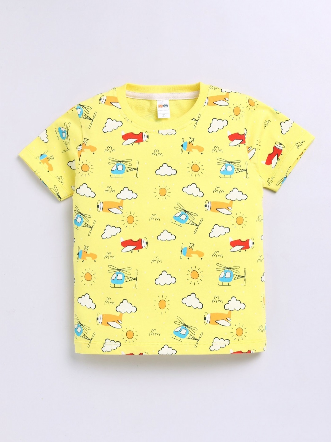 

LITTLE NINJA Boys Conversational Printed Round Neck Cotton T-shirt, Yellow