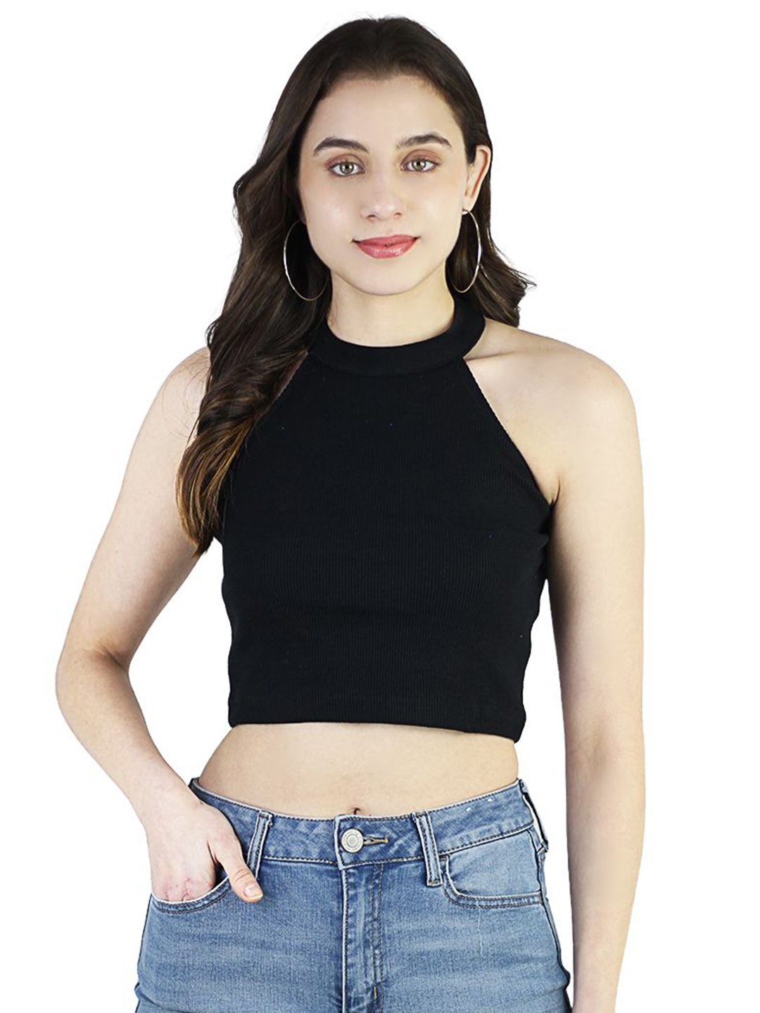 

ARTYSKA Women Halter Neck Crop Top, Black