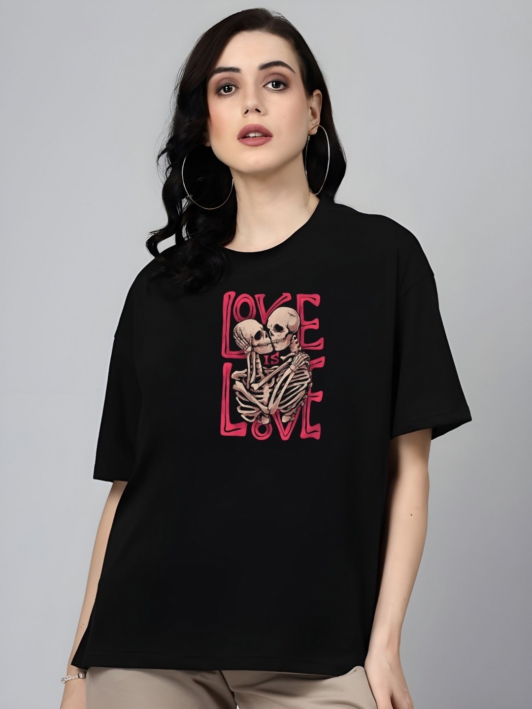 

Moda Rapido Women Graphic Printed Round Neck Cotton Relaxed Fit T-shirt, Black