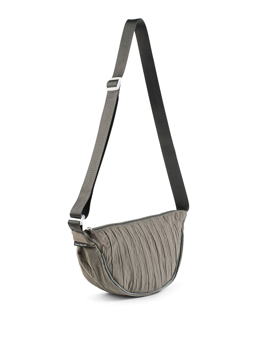 

Lino Perros Half Moon Sling Bag with Cut Work, Grey