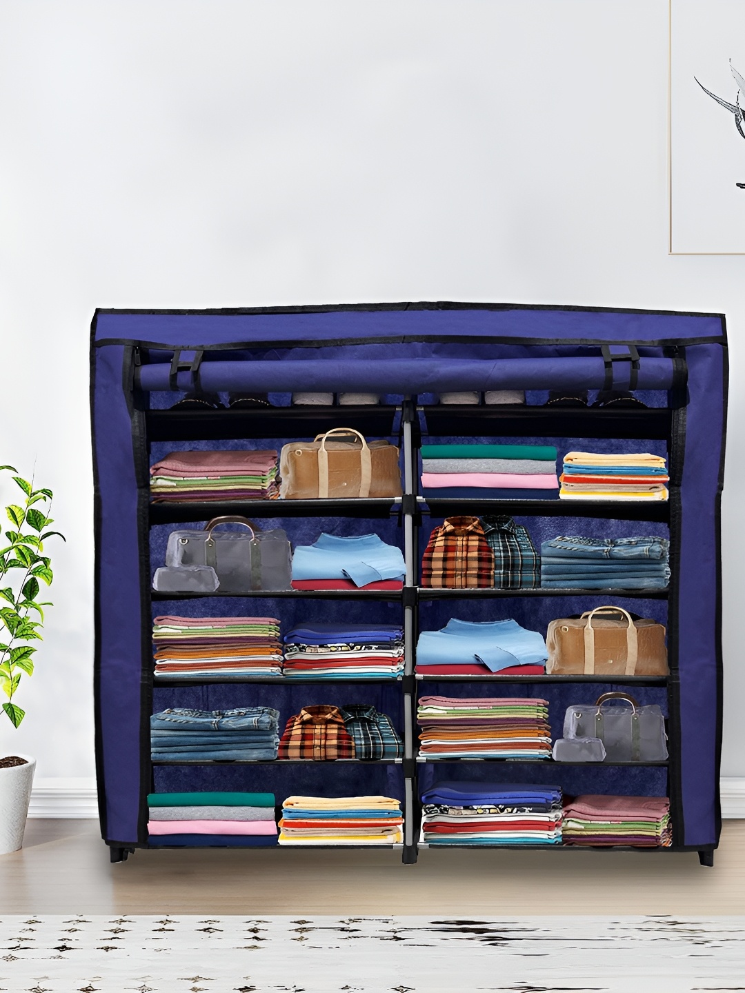 

Rmerchants Blue 12 Tiers Collapsible Wardrobe