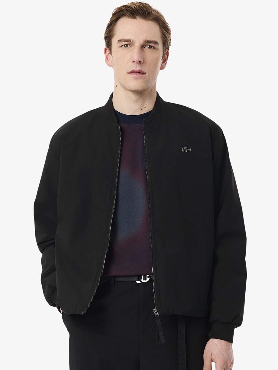 

Lacoste Men Stand Collar Solid Bomber Jacket, Black