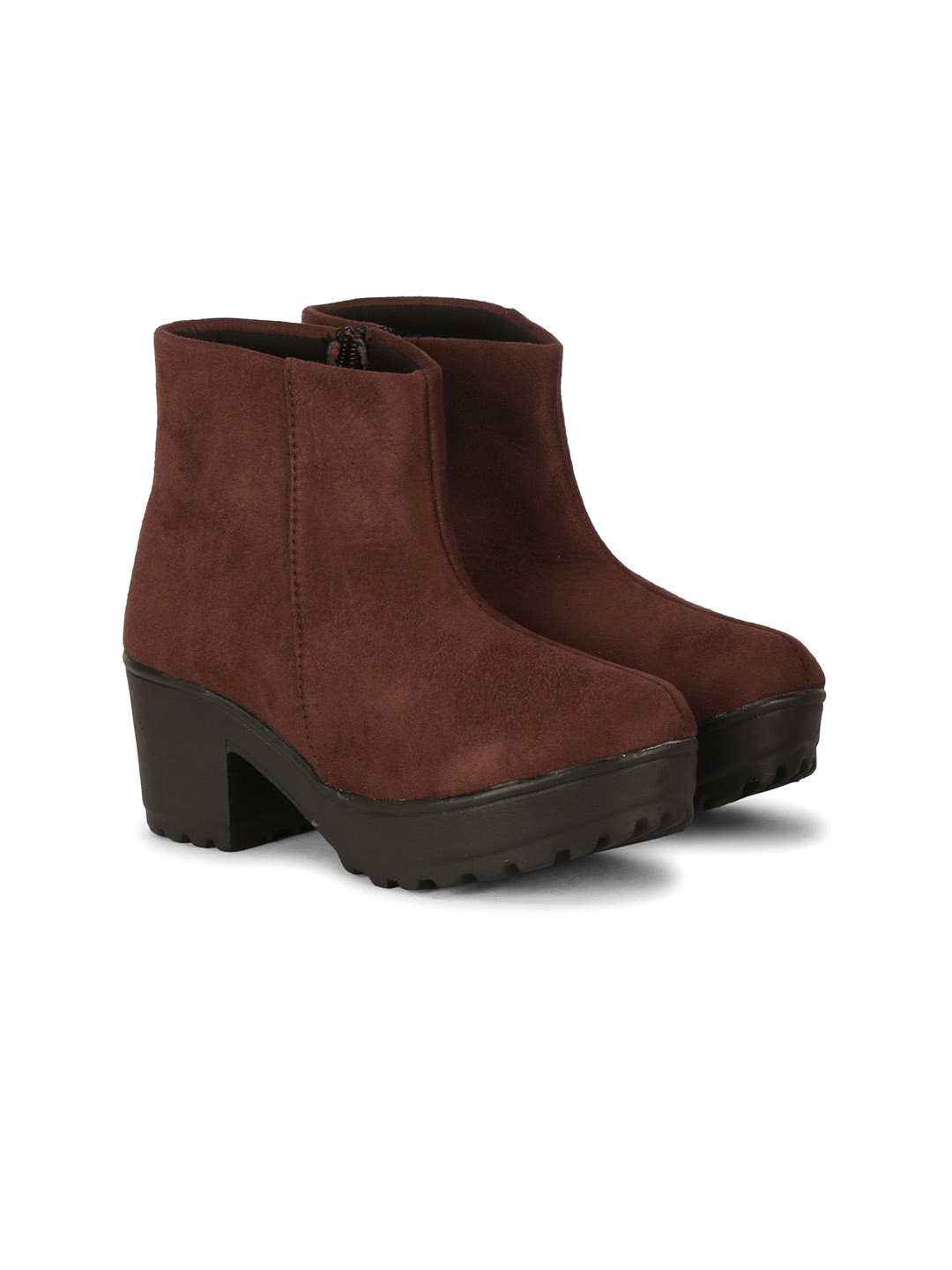 

Commander Shoes Women Block-Heeled Winter Boots, Brown