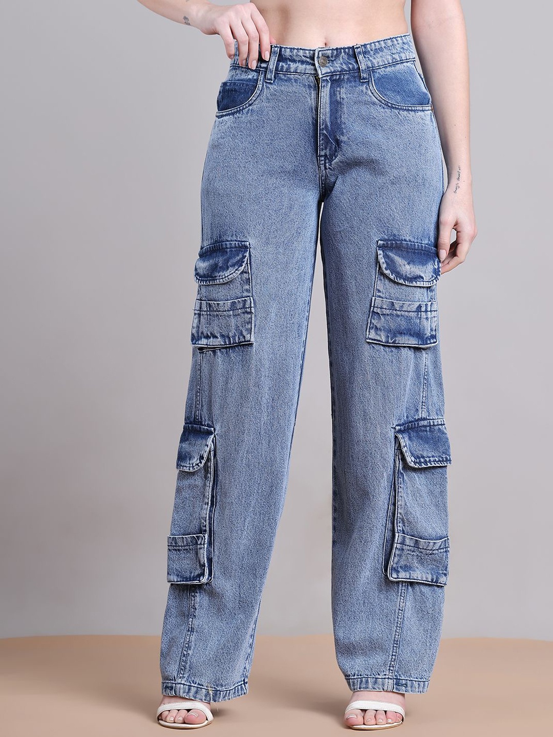 

PUELLA Women Relaxed Fit High-Rise Light Fade Stretchable Jeans, Blue