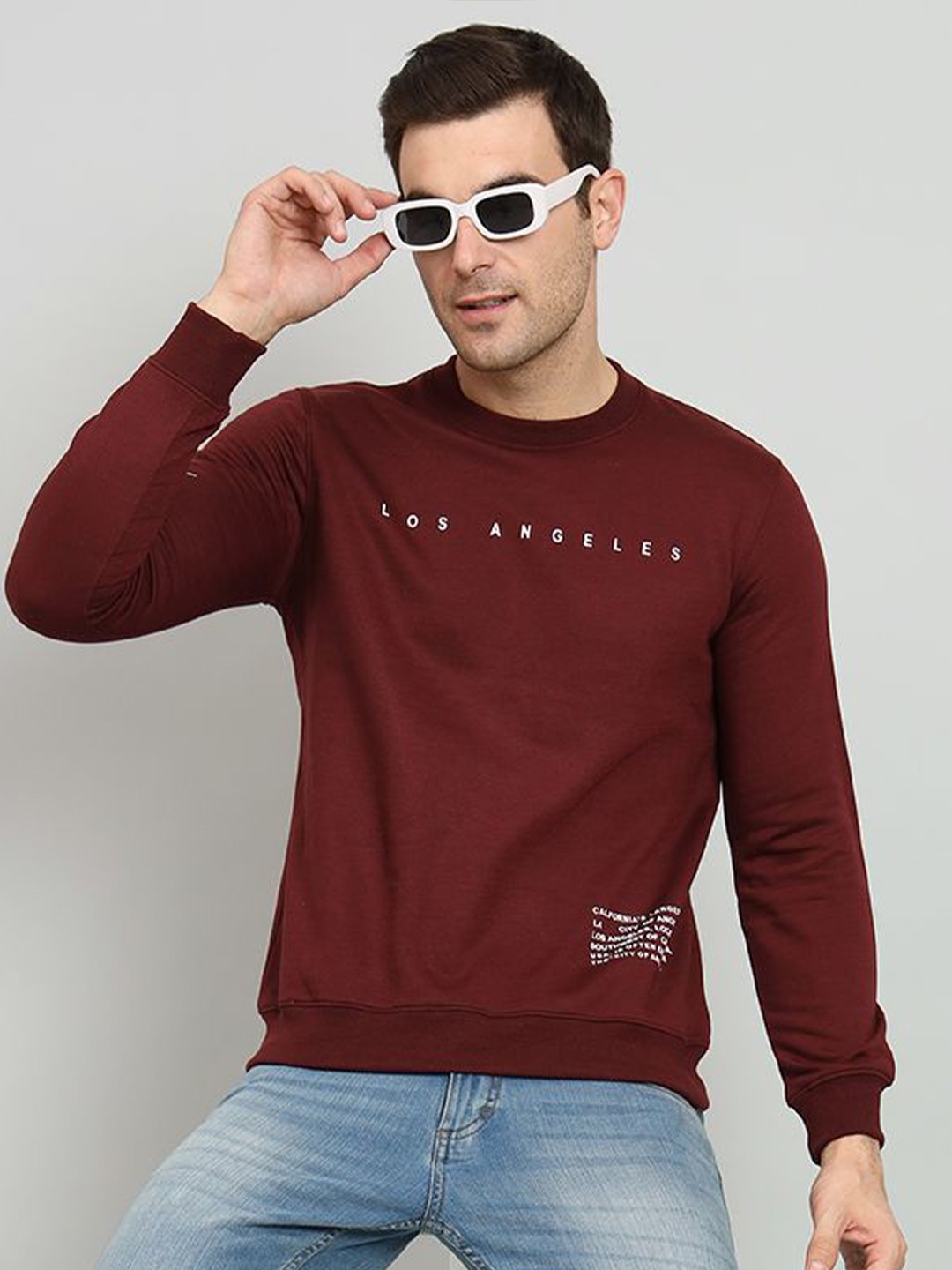 

OGEN Men Typography Printed Sweatshirt, Maroon
