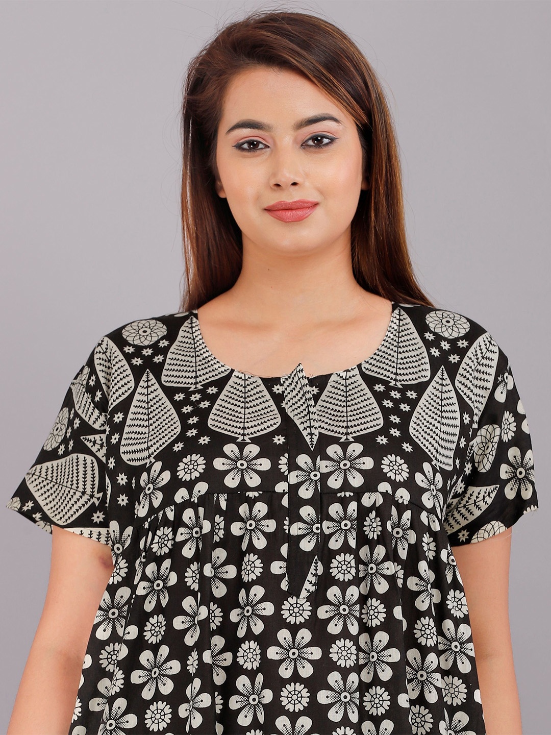 

PR PINK ROYAL Printed Maxi Nightdress, Black