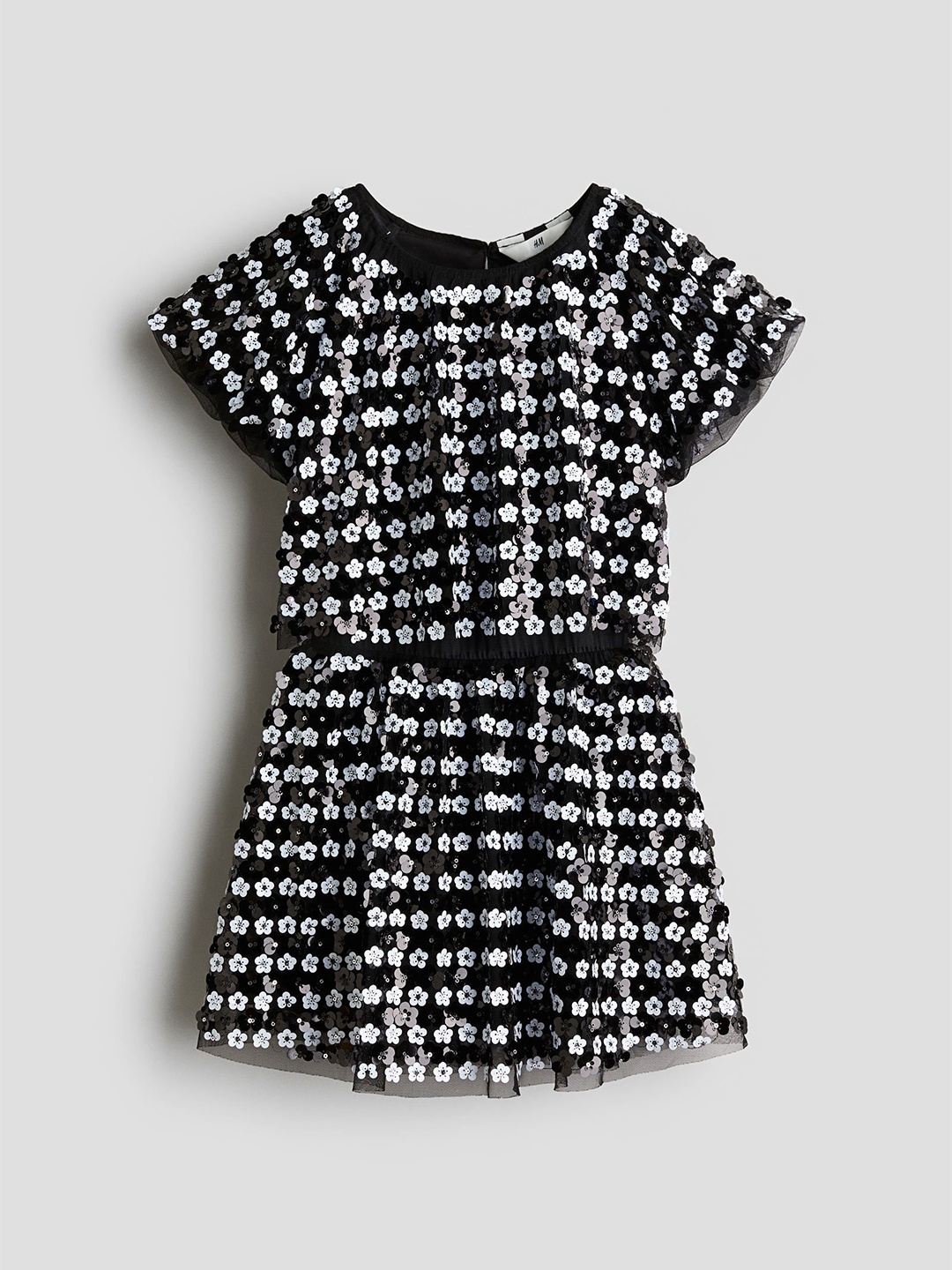 

H&M Girls 2-Piece Sequined Top And Skirt Set, Black