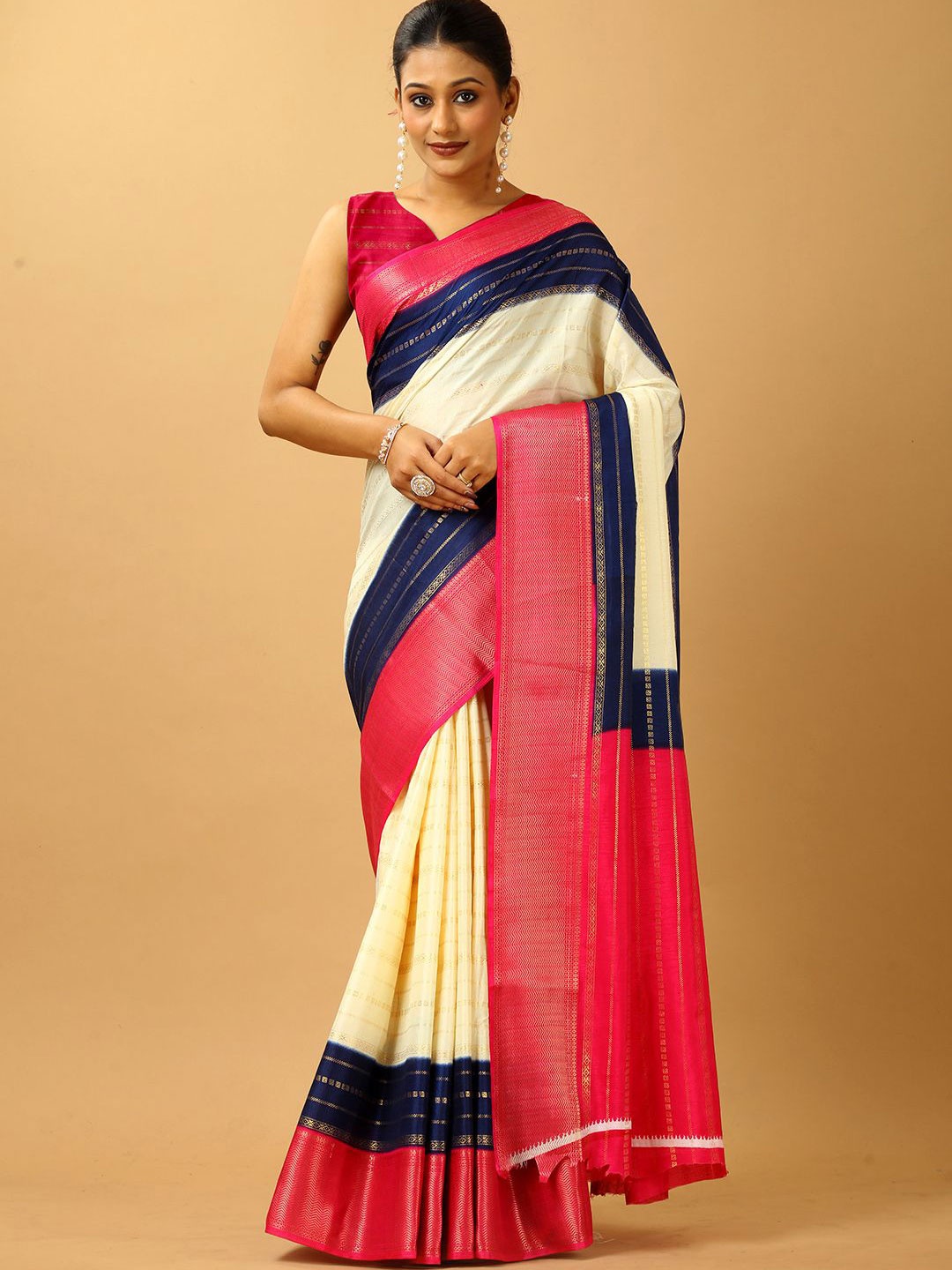 

NIRMAL CREATION Woven Design Zari Saree, Rose