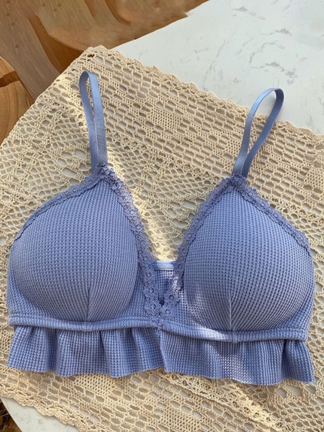 

MADE FOR HER LABEL Women Cotton Push-Up Lightly Padded Bra, Blue