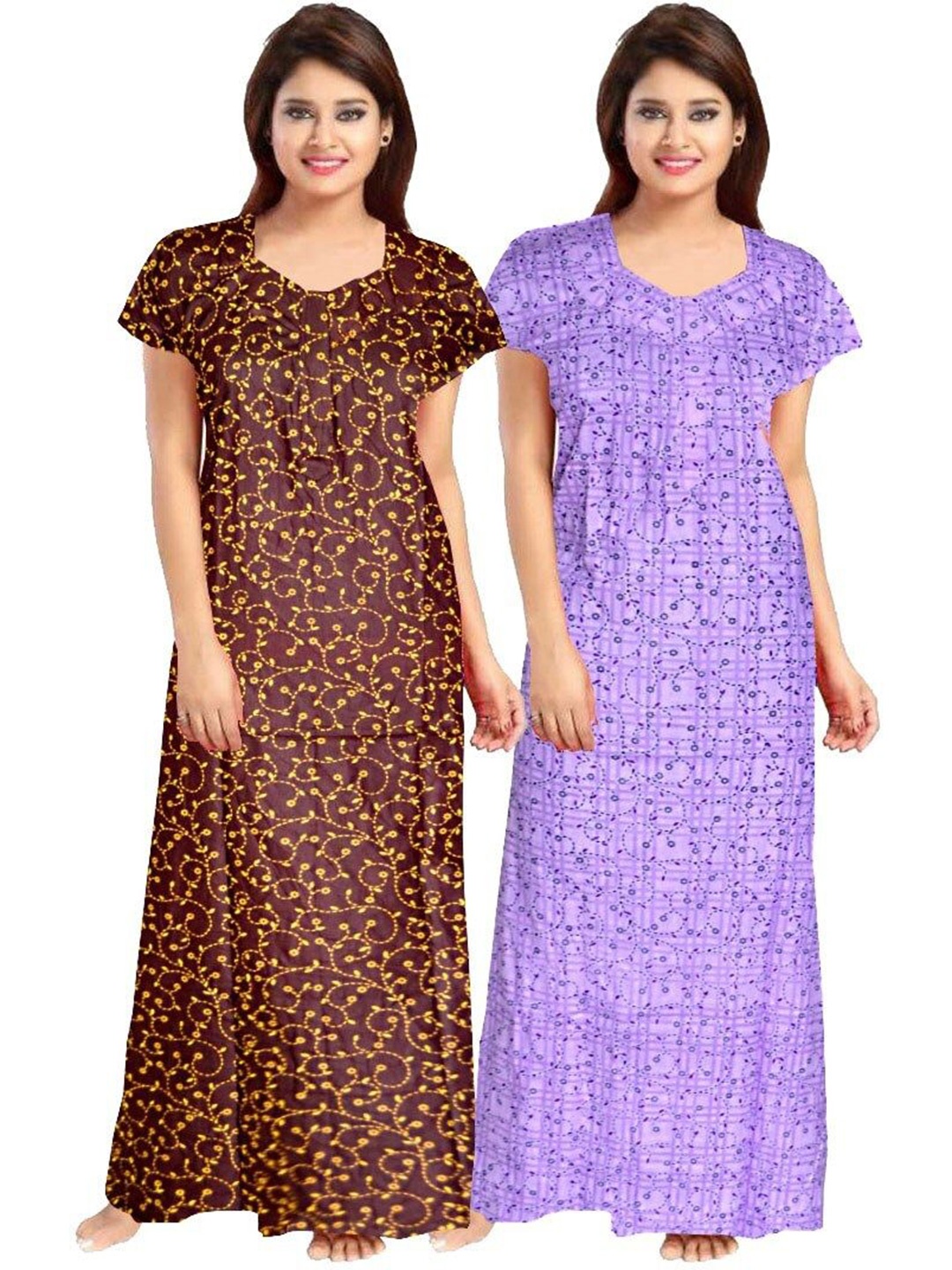 

PR PINK ROYAL Printed Maxi Nightdress, Yellow