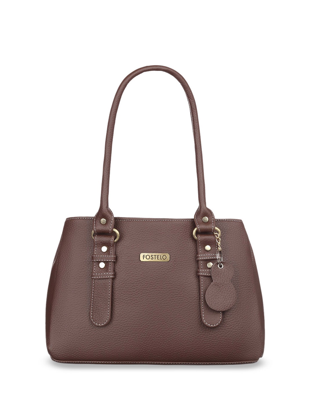 

Fostelo Women Textured Structured Handheld Bag, Brown