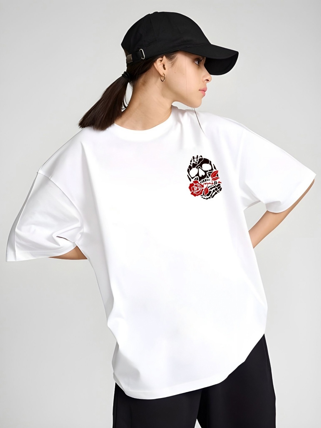 

DressBerry Women Graphic Printed Round Neck Cotton Relaxed Fit T-shirt, White