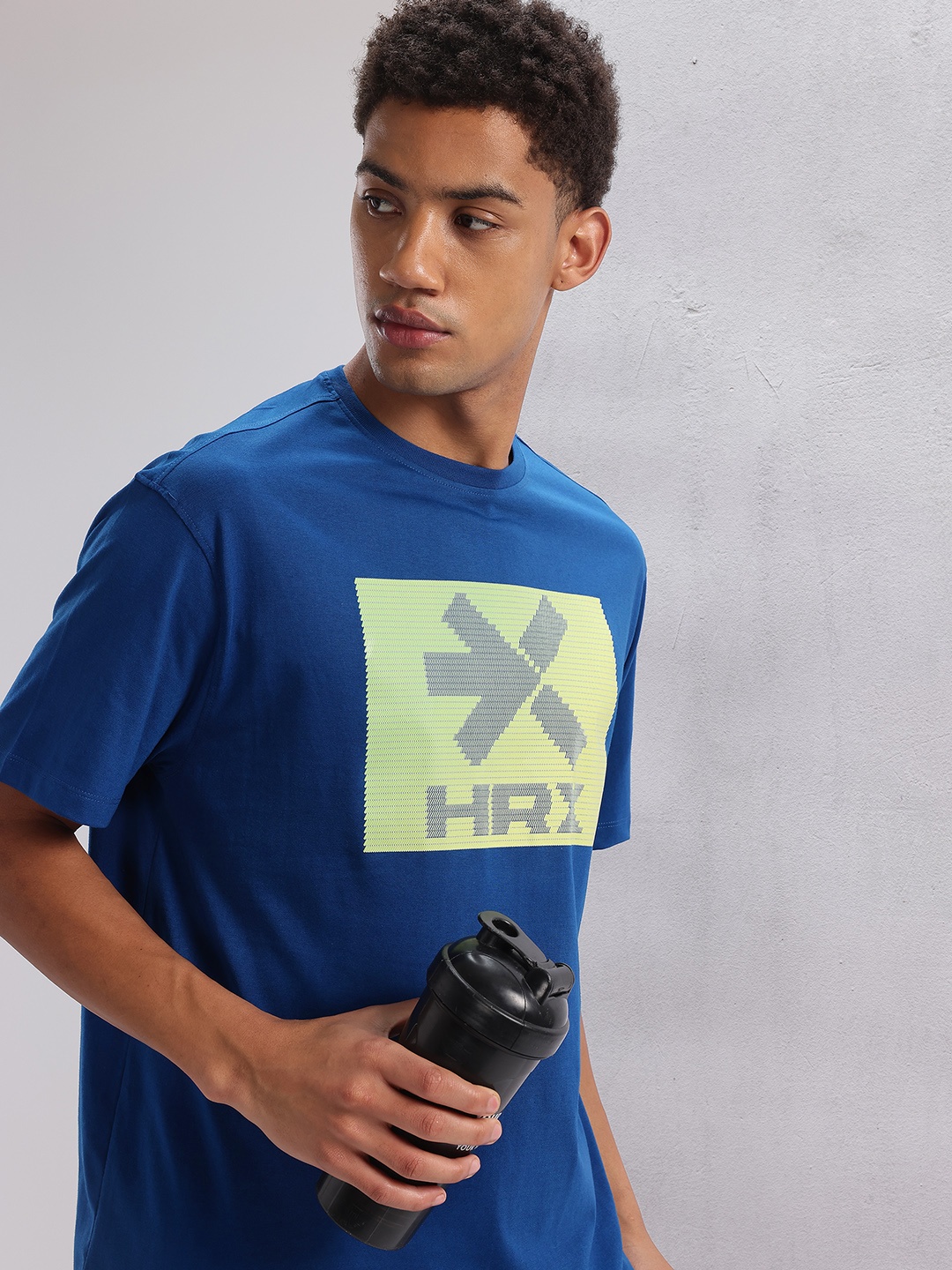 

HRX by Hrithik Roshan Men Twin Collection Brand Logo Printed Training T-shirt, Blue