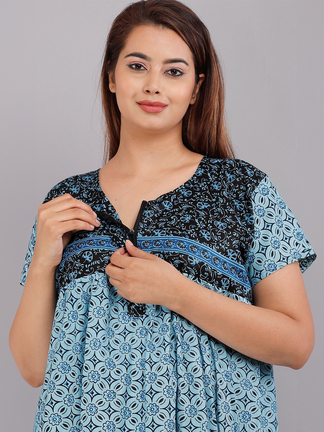 

PR PINK ROYAL Printed Maxi Nightdress, Blue