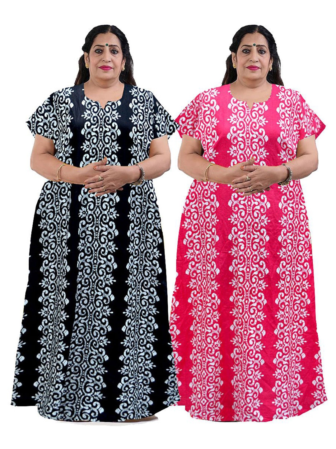 

PR PINK ROYAL Printed Maxi Nightdress, Black