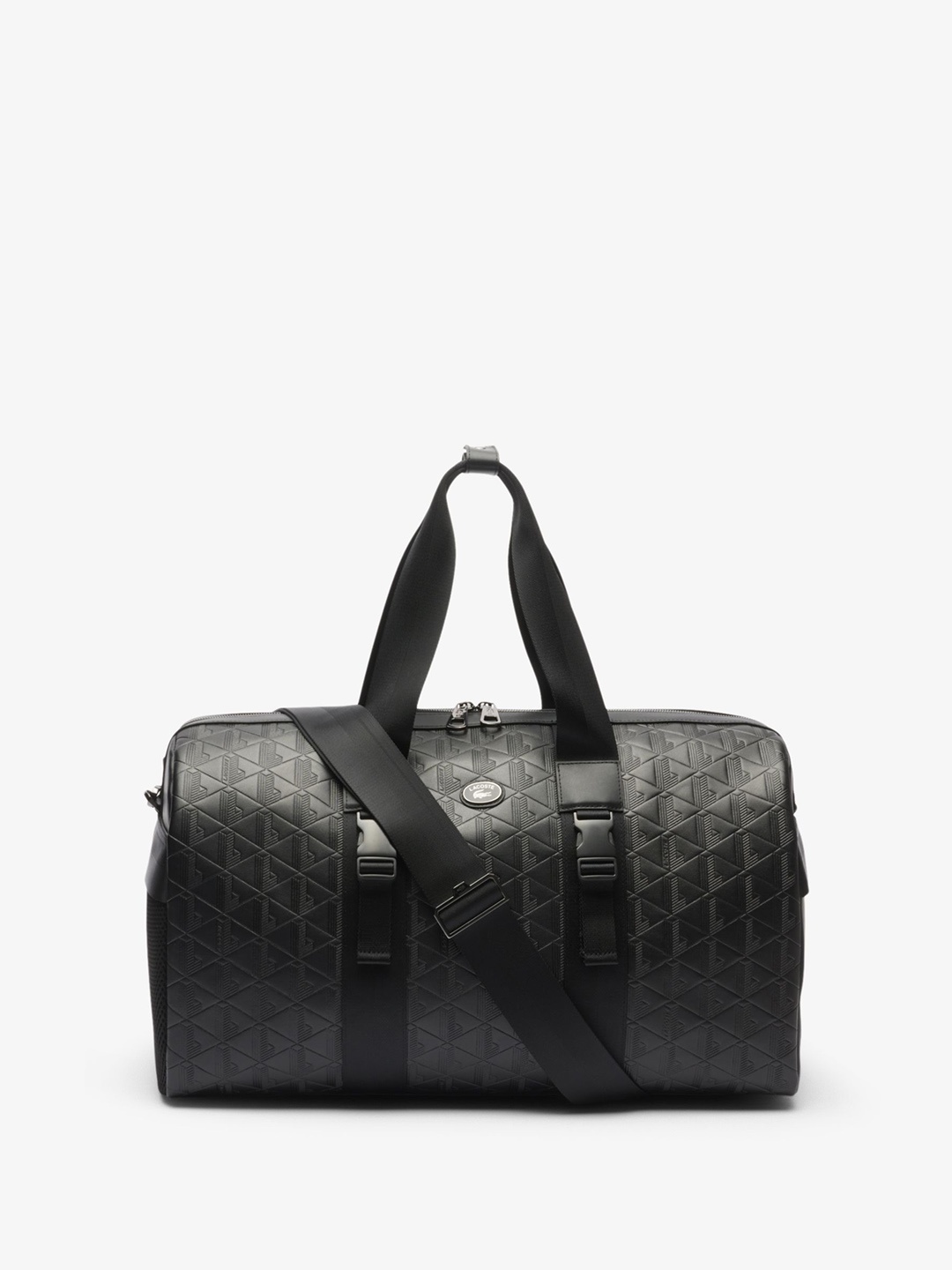 

Lacoste Men Leather Textured Duffel Bag, Black
