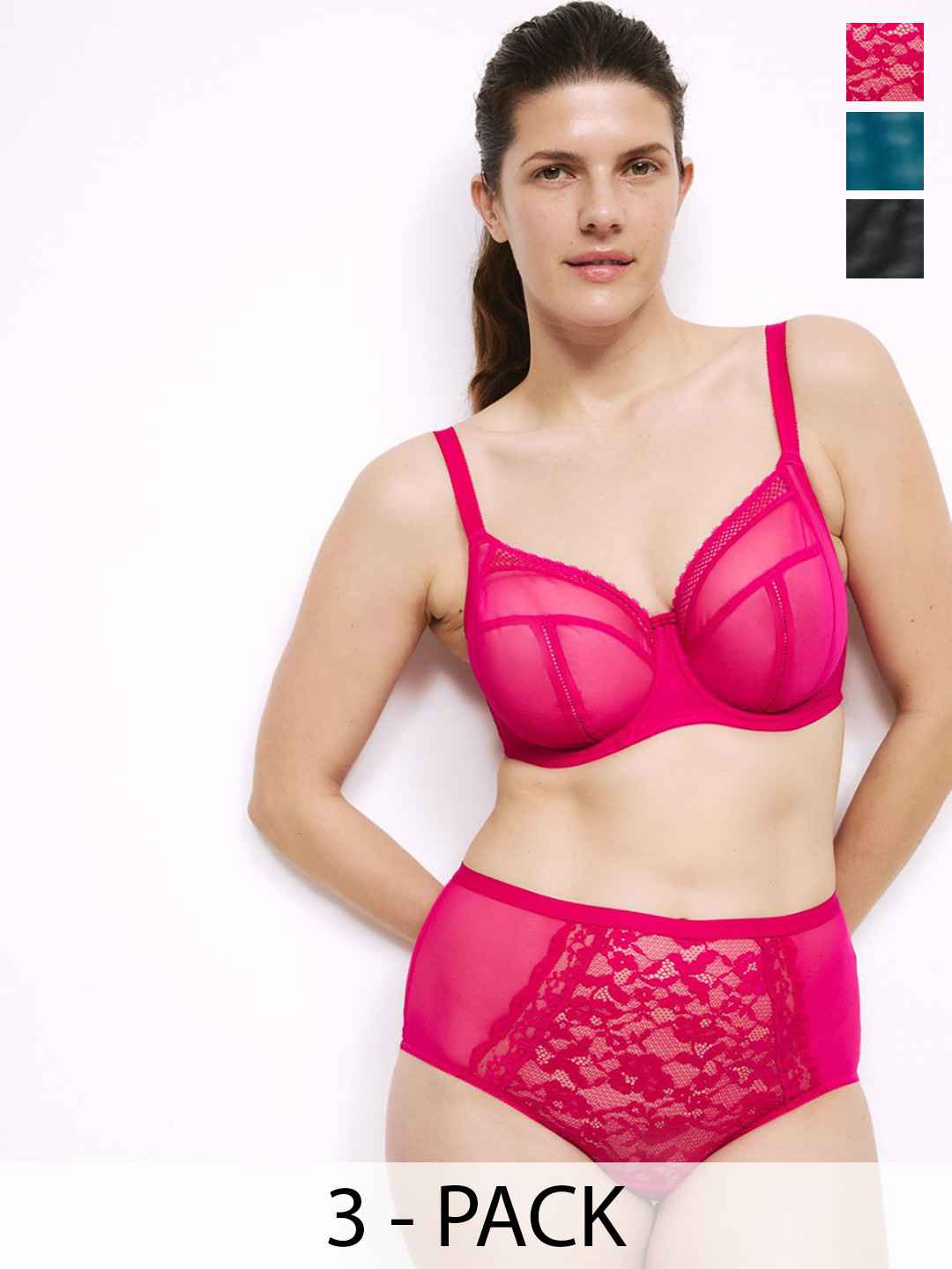 

Marks & Spencer Pack Of 3 Self Design High-Rise Briefs T614957FBRIGHT PINK MIX