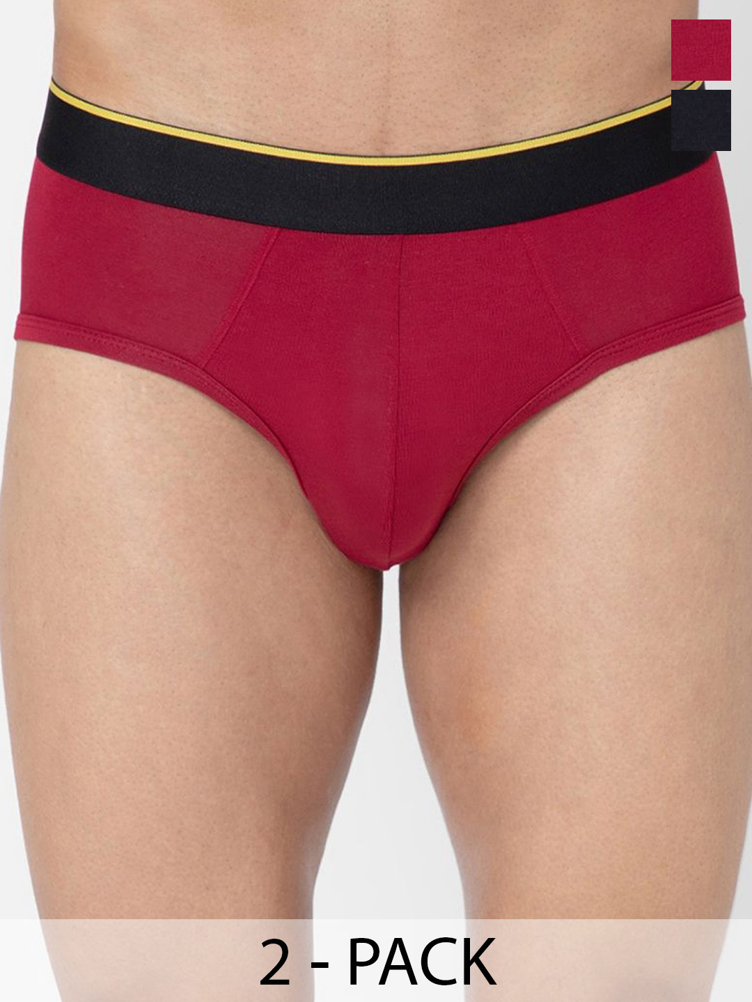 

bummer Men Pack of 2 Solid Micro Modal Briefs Underwear BRGENX02S-Gelada, Nox, Red