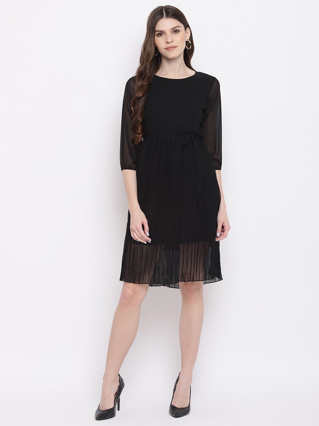 

DressBerry Georgette Fit & Flare Dress, Black