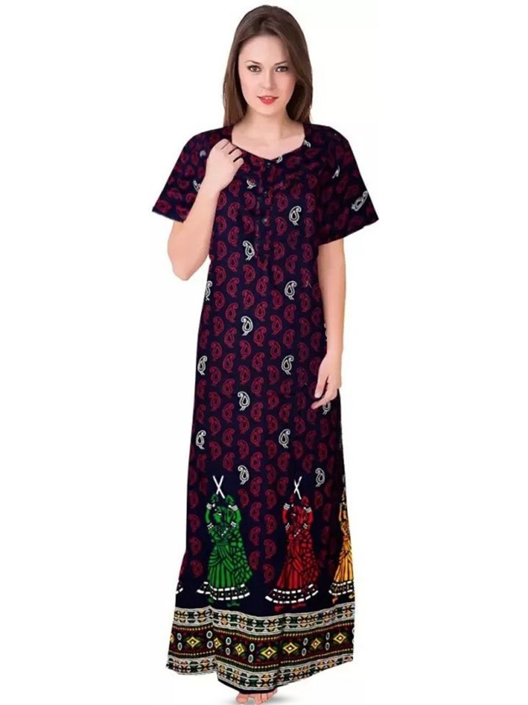 

PR PINK ROYAL Women Pack Of 2 Printed Maxi Nightdress, Blue