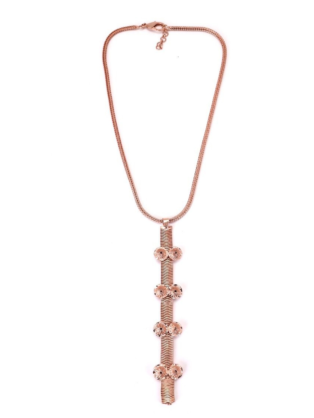 

Trupti Mohta Brass Rose Gold-Plated Textured Floral Necklace